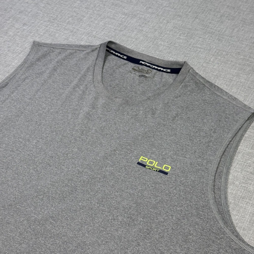 Ralph Lauren Polo Sport Sleeveless Shirt Men L Gray Moisture Wicking Performance